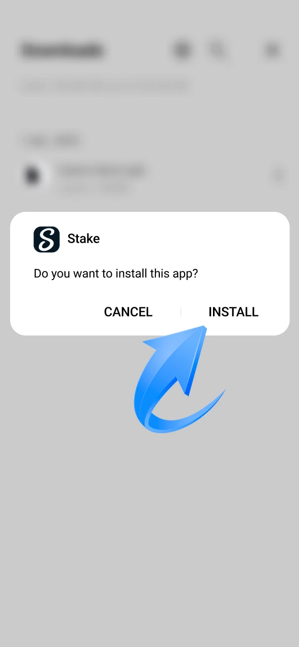 Confirm Stake Android apk installation process.