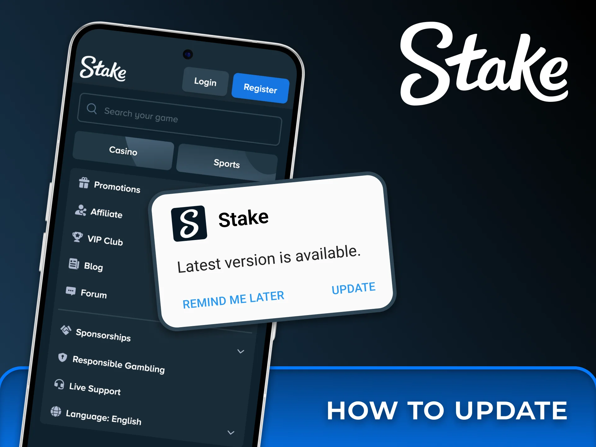 Follow the guide to update Stake app to the latest version.