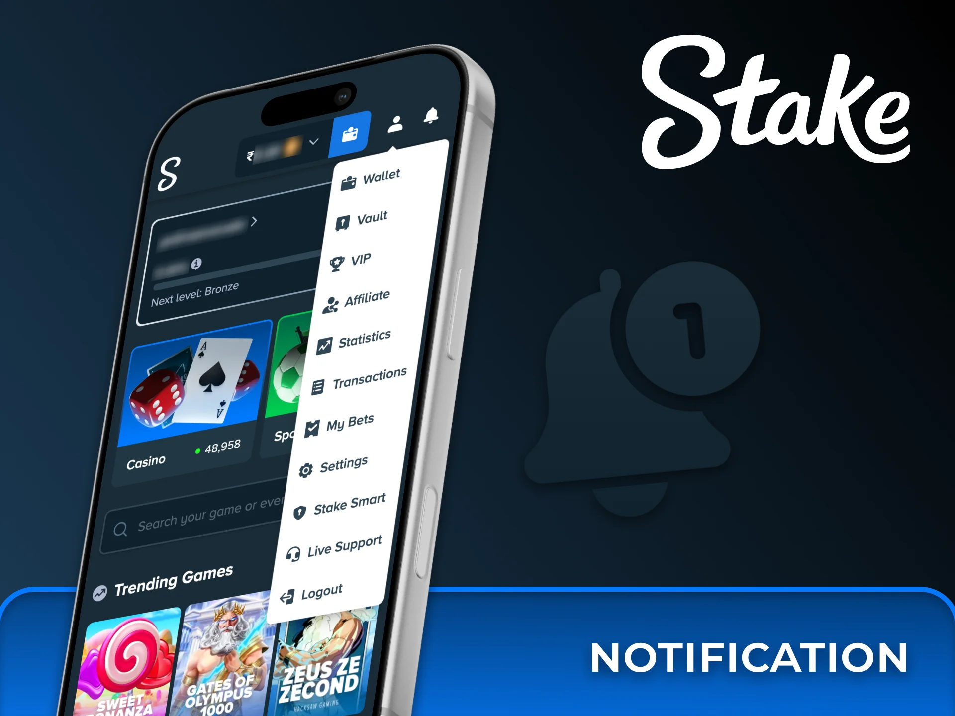 Stake app notifications keep you updated on various events.