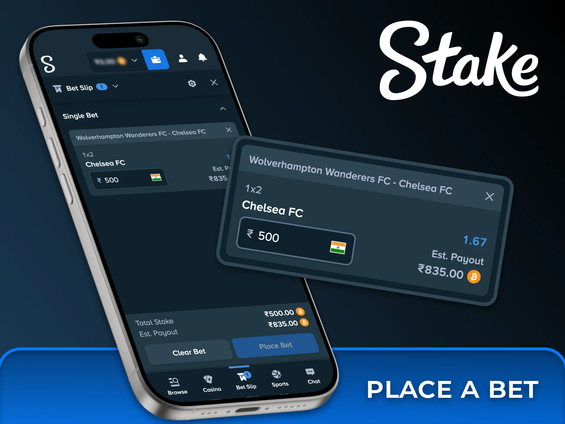 Learn how to start placing bets on Stake application.