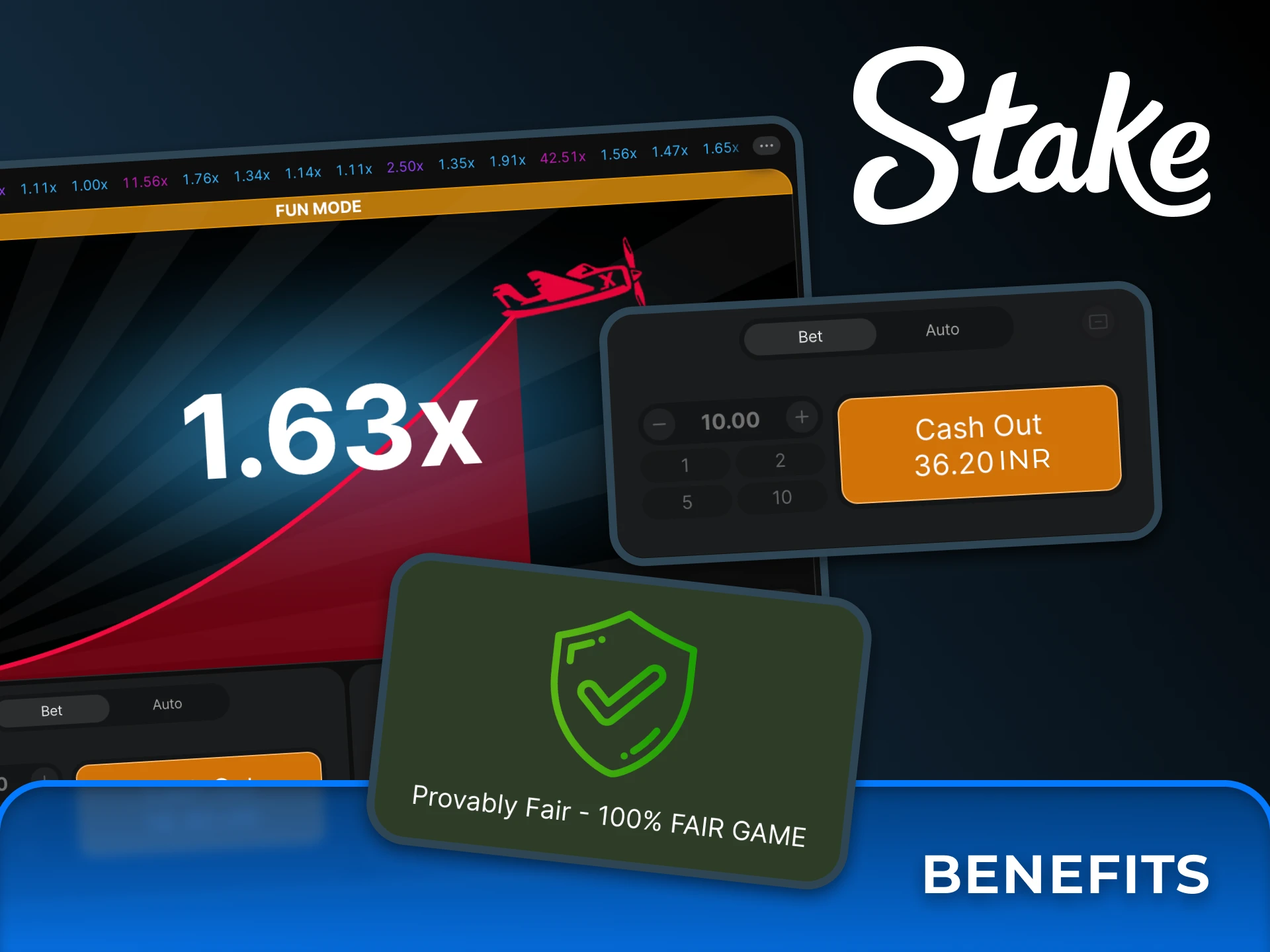 Choose Stake platform and get benefits for playing Aviator.