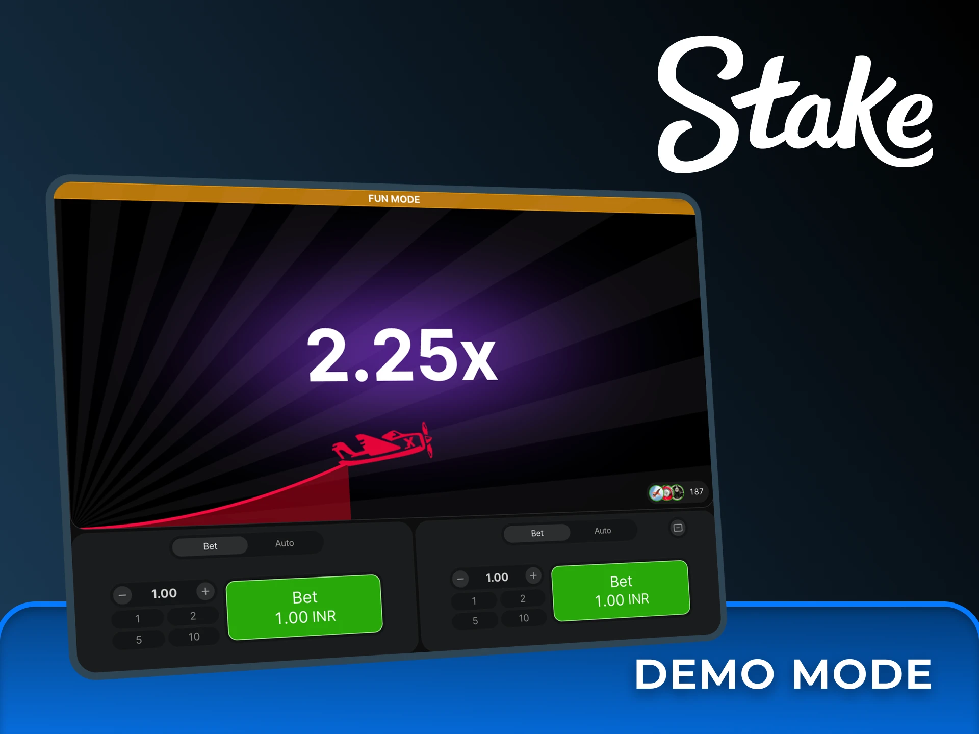 Play Stake Aviator in demo mode without spending any money.