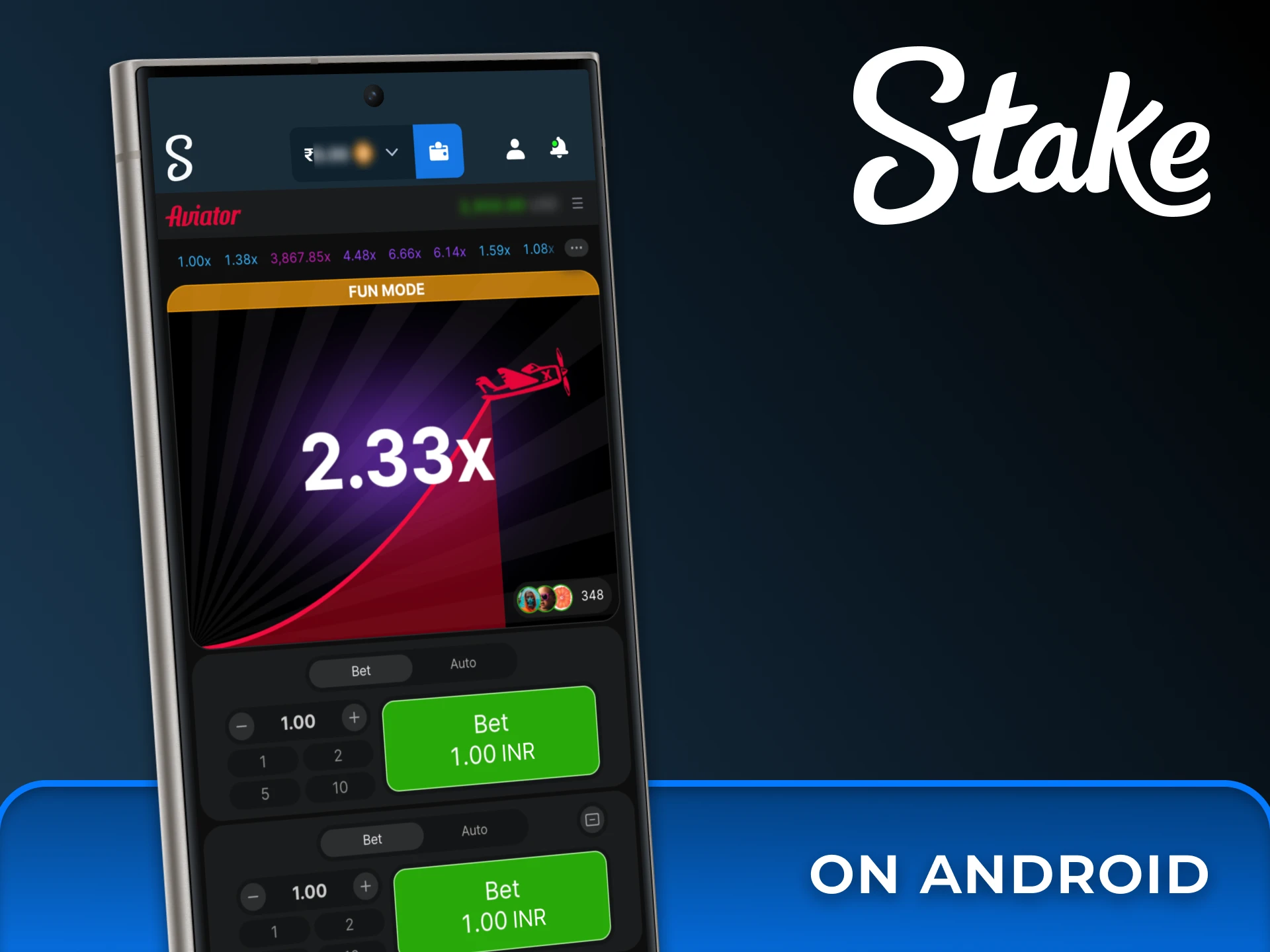 Download Stake Android app and enjoy playing Aviator.