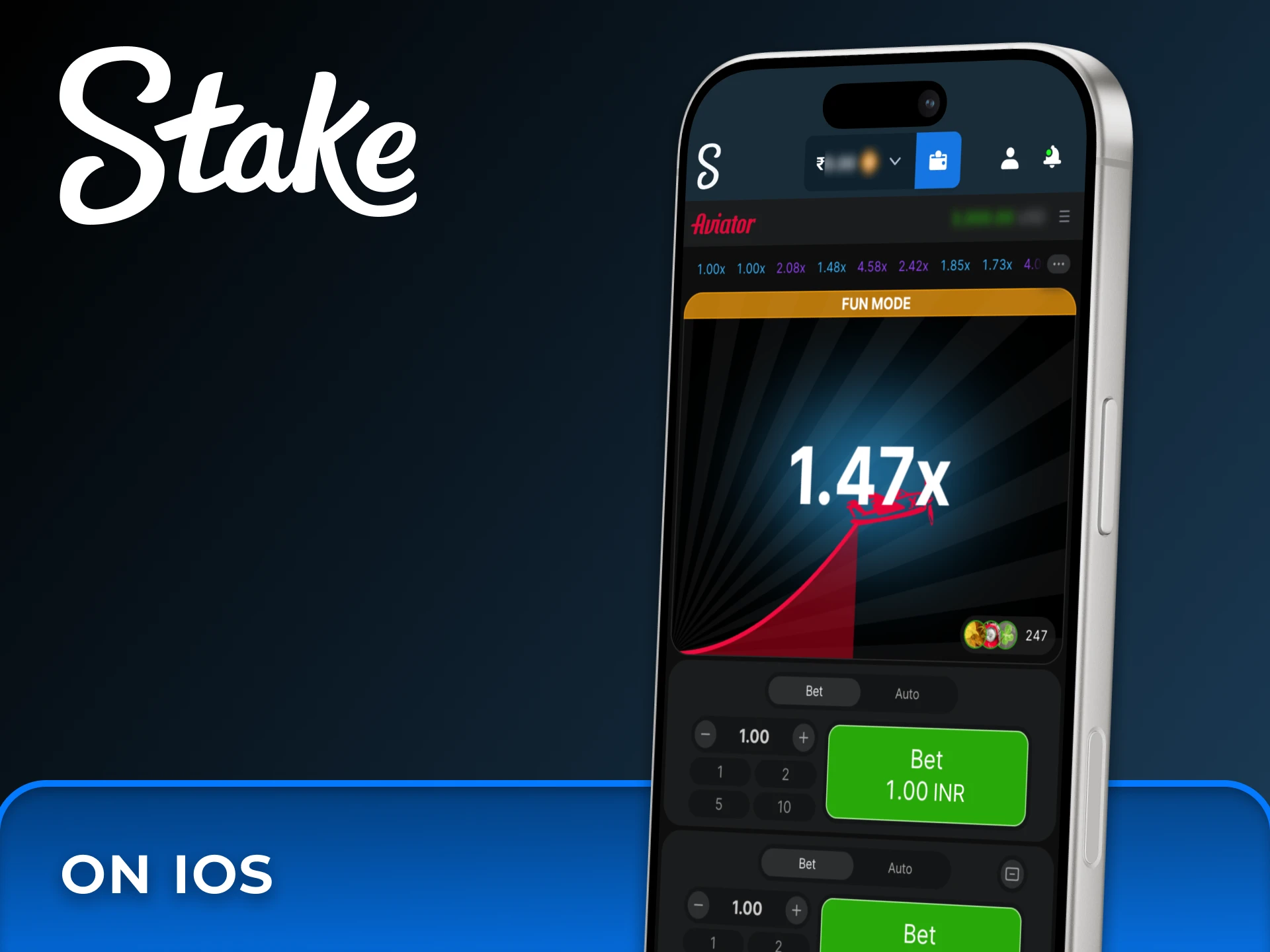 You can use Stake iOS application for playing Aviator game.