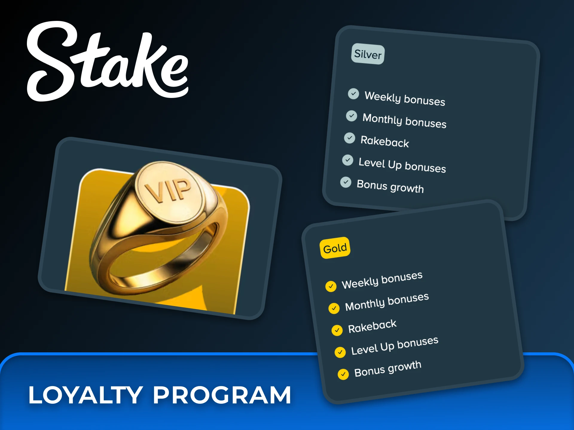 Participate in Stake loyalty program to earn points.