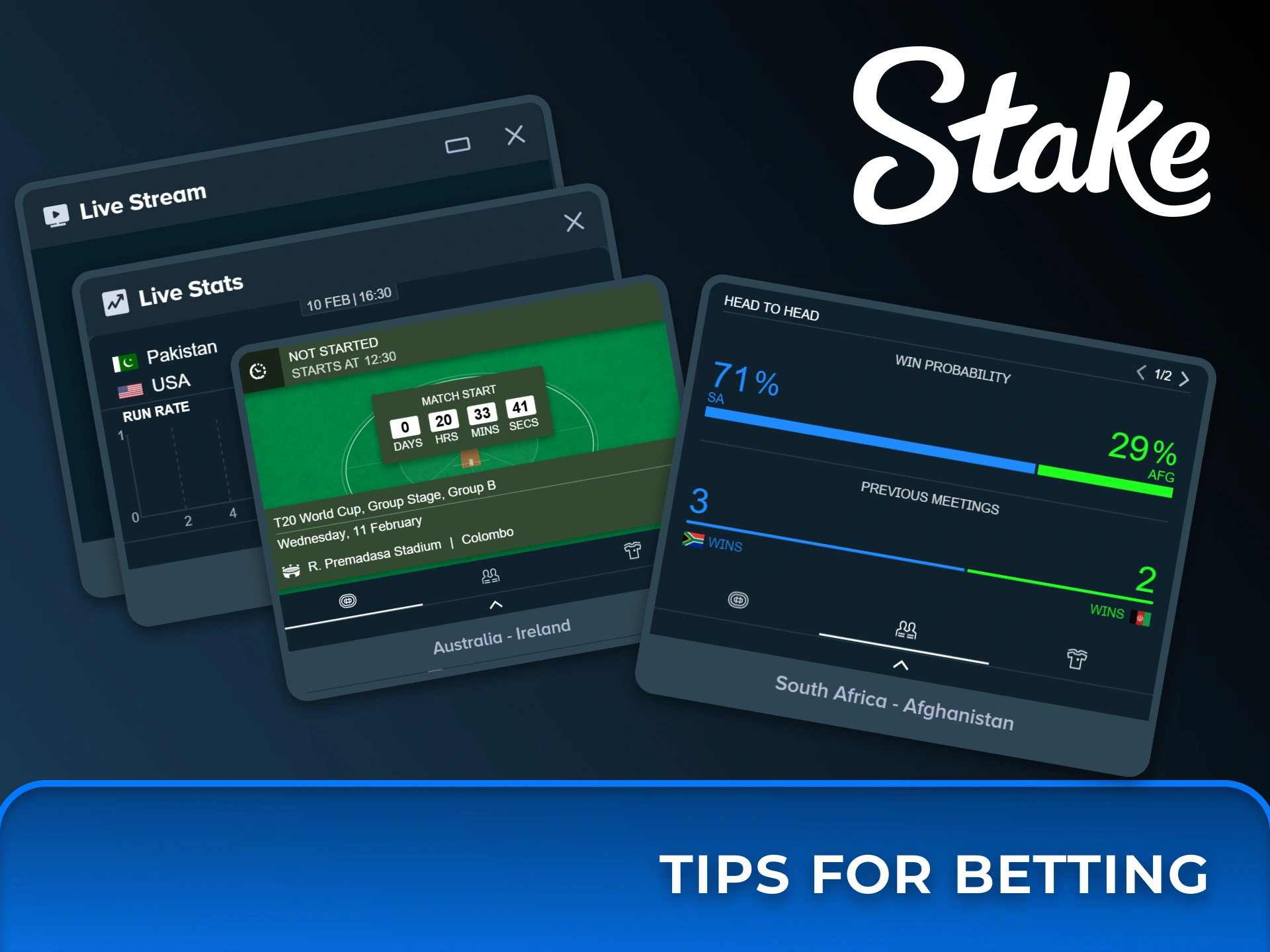 Analyze live stats and head-to-head win probabilities to make informed decisions at Stake.