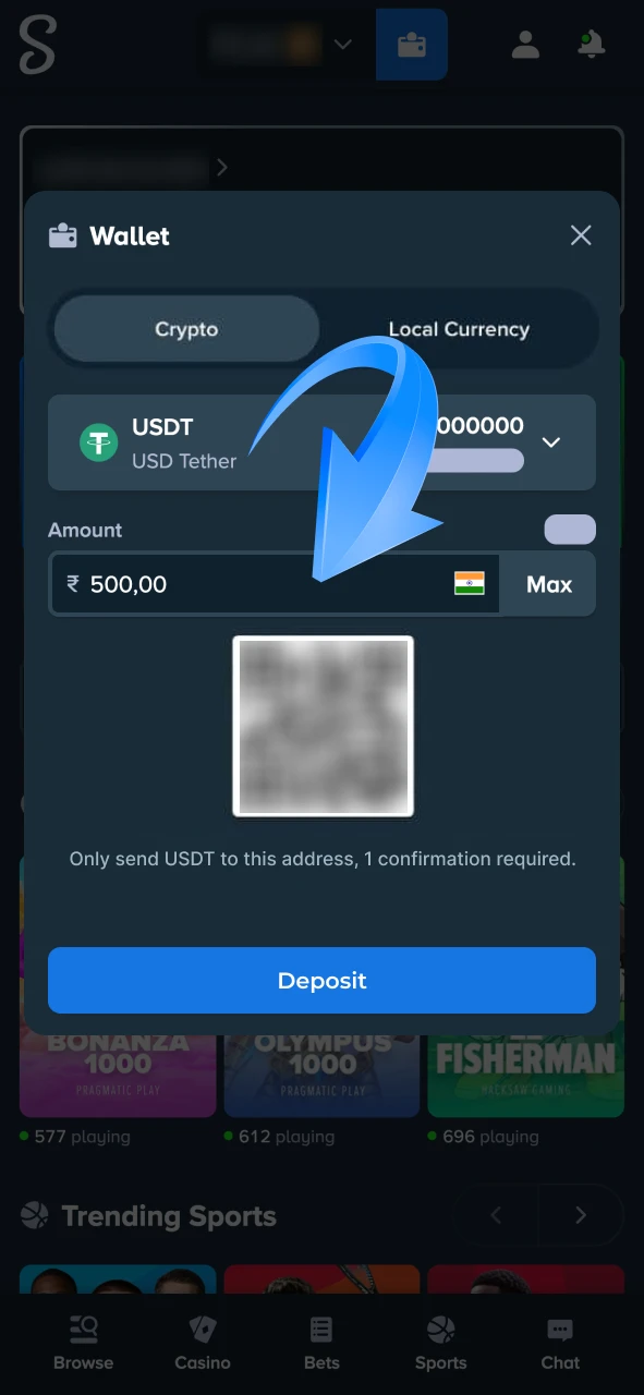 Type the amount you want to deposit to Stake account.