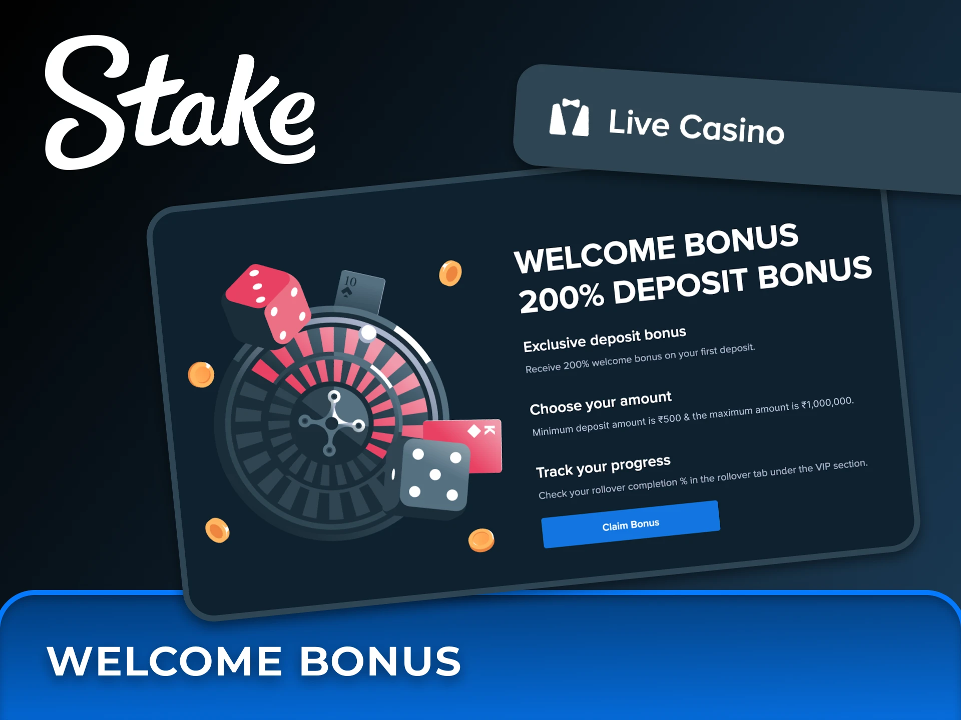 Take advantage of generous Stake welcome bonus for casino.