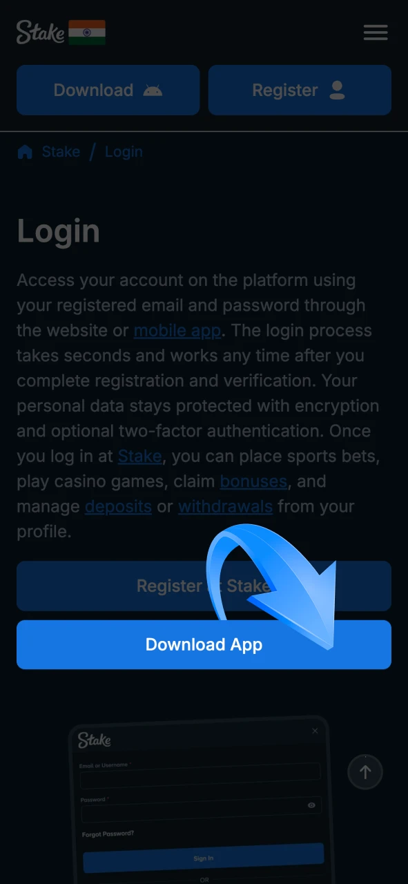 Download Stake official app if you don't have one.