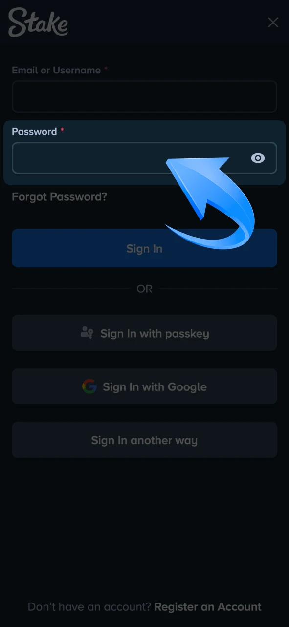 Sign in your Stake account using a new password.