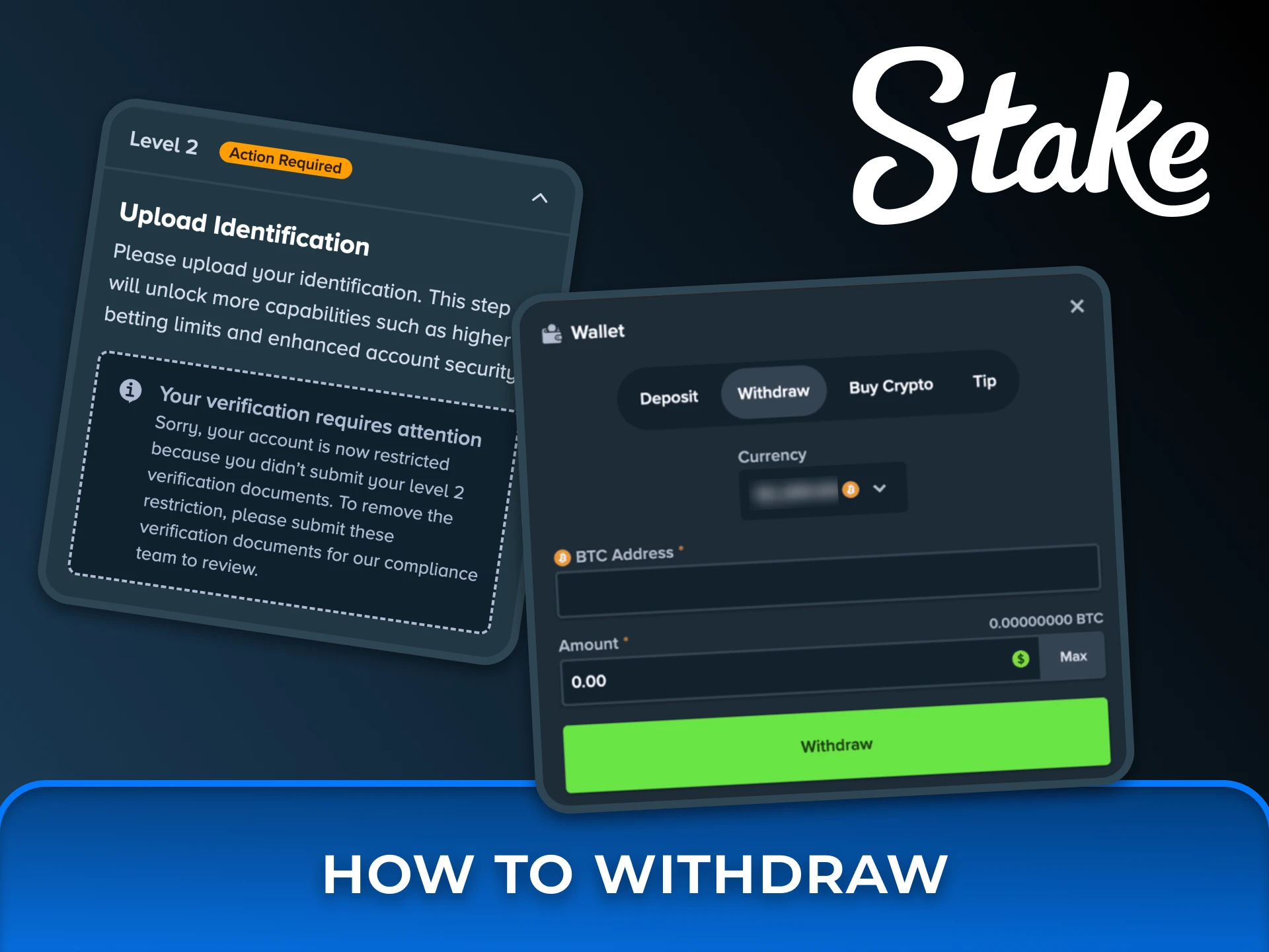 Withdraw your winning safely on Stake platform.