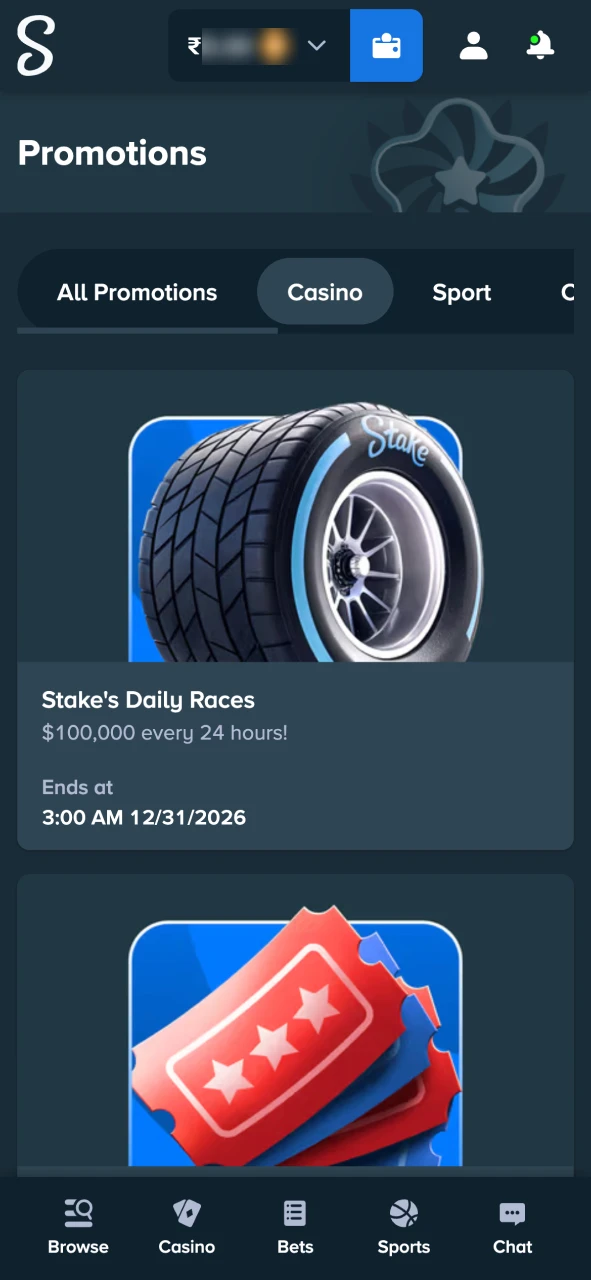 Choose your preferred Stake welcome bonus.