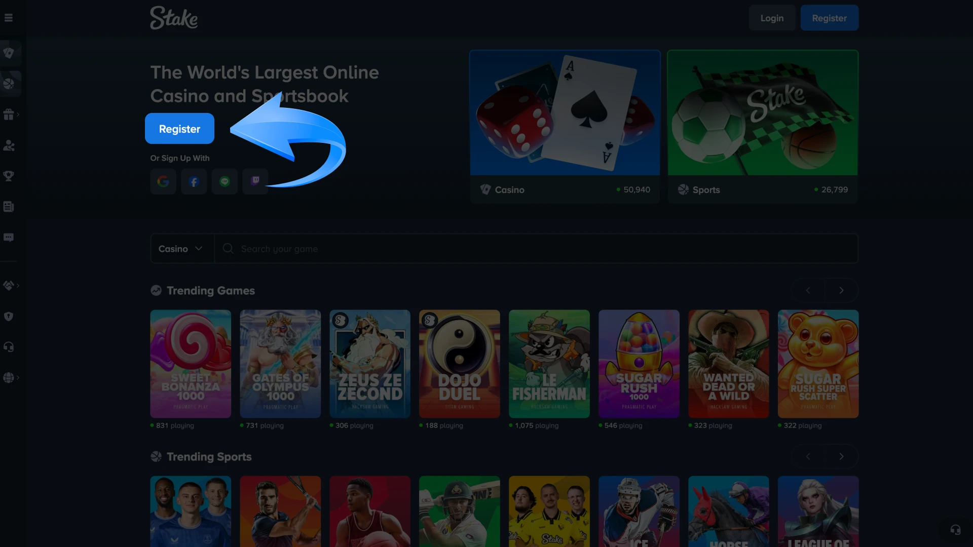 Click the button to begin Stake registration process.