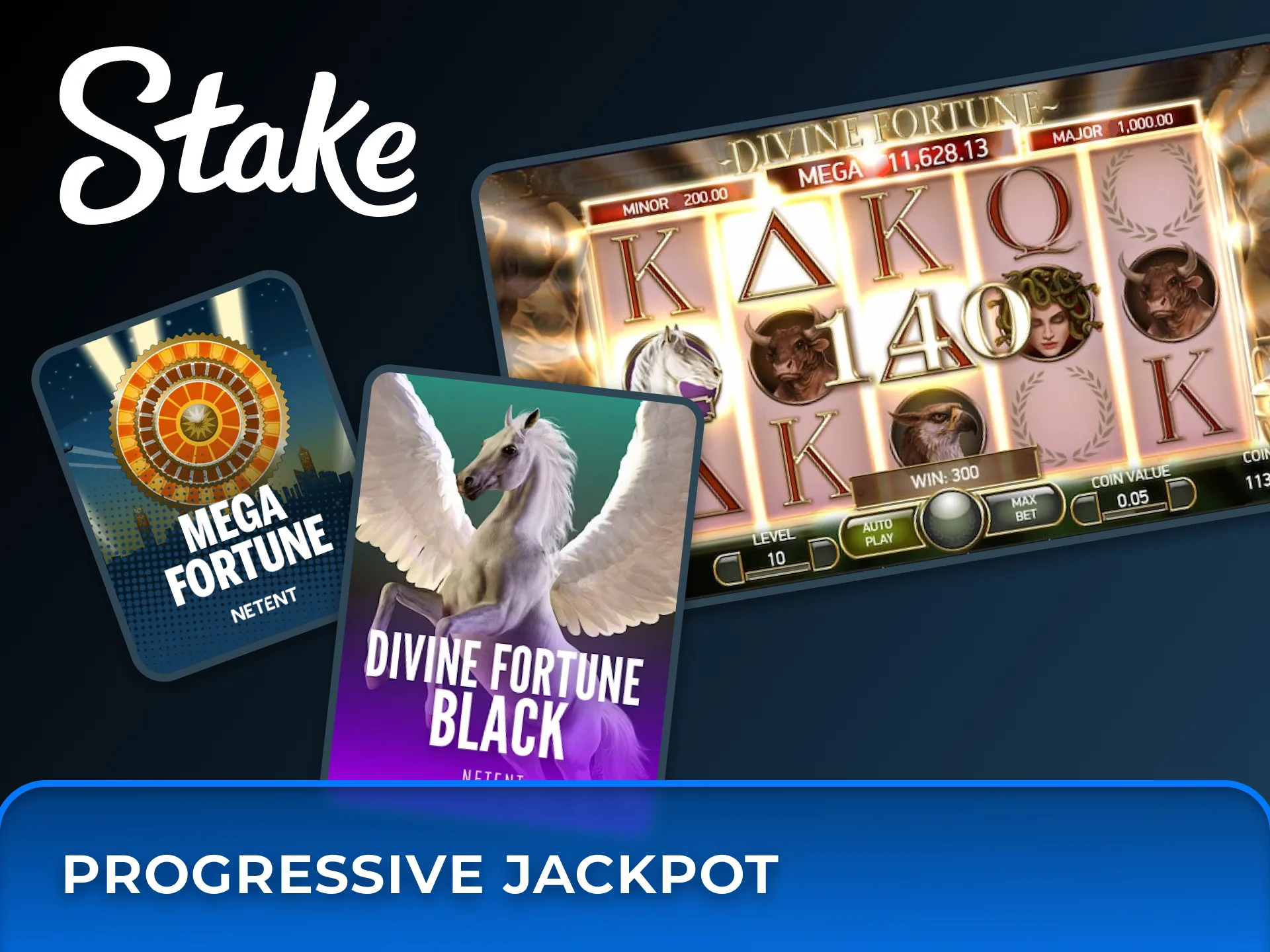 Try your luck at life-changing prizes with top-tier progressive jackpot slots like Mega Fortune at Stake.