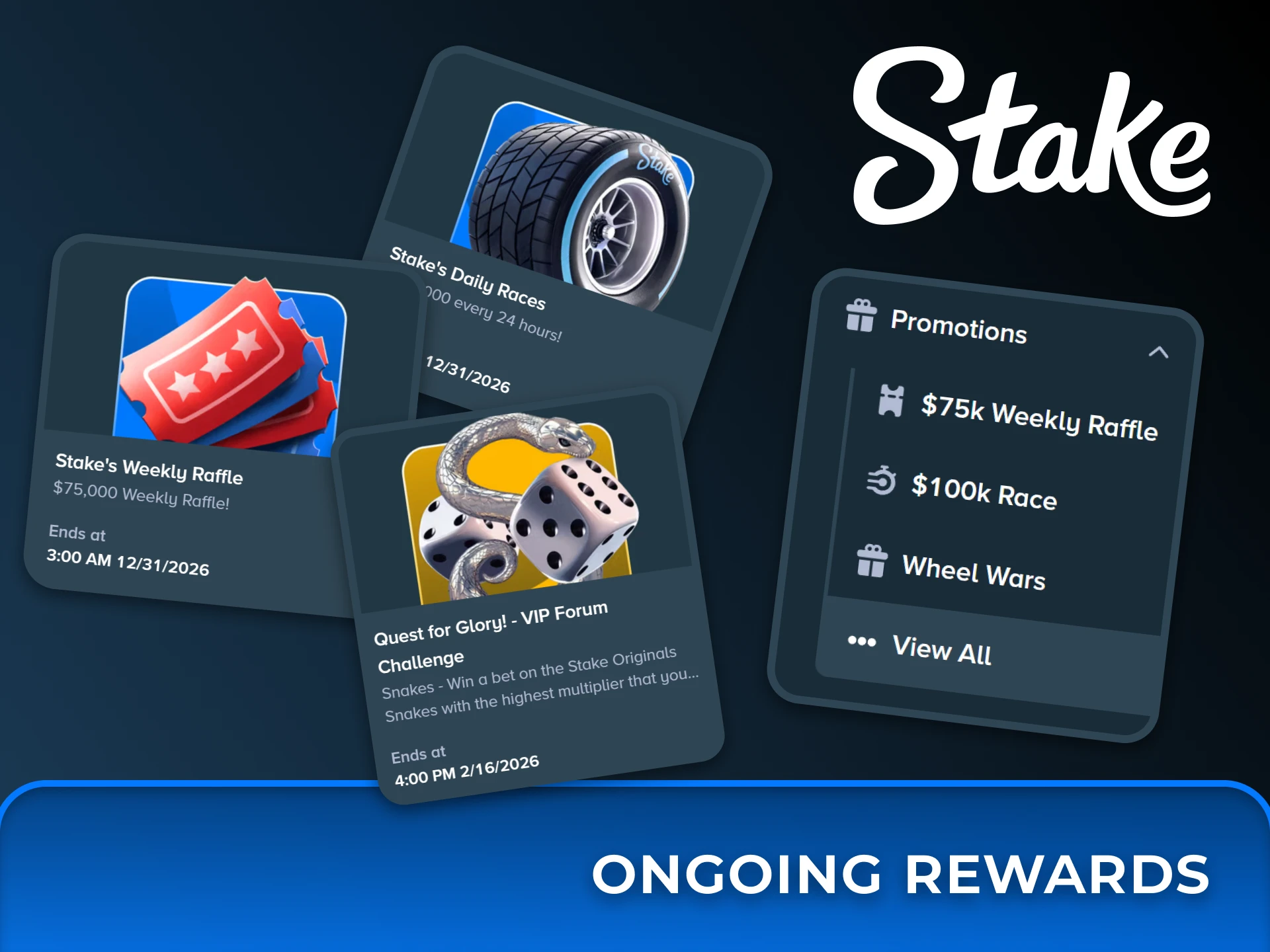 Participate in weekly raffles, daily races, and VIP forum challenges to earn ongoing rewards at Stake.