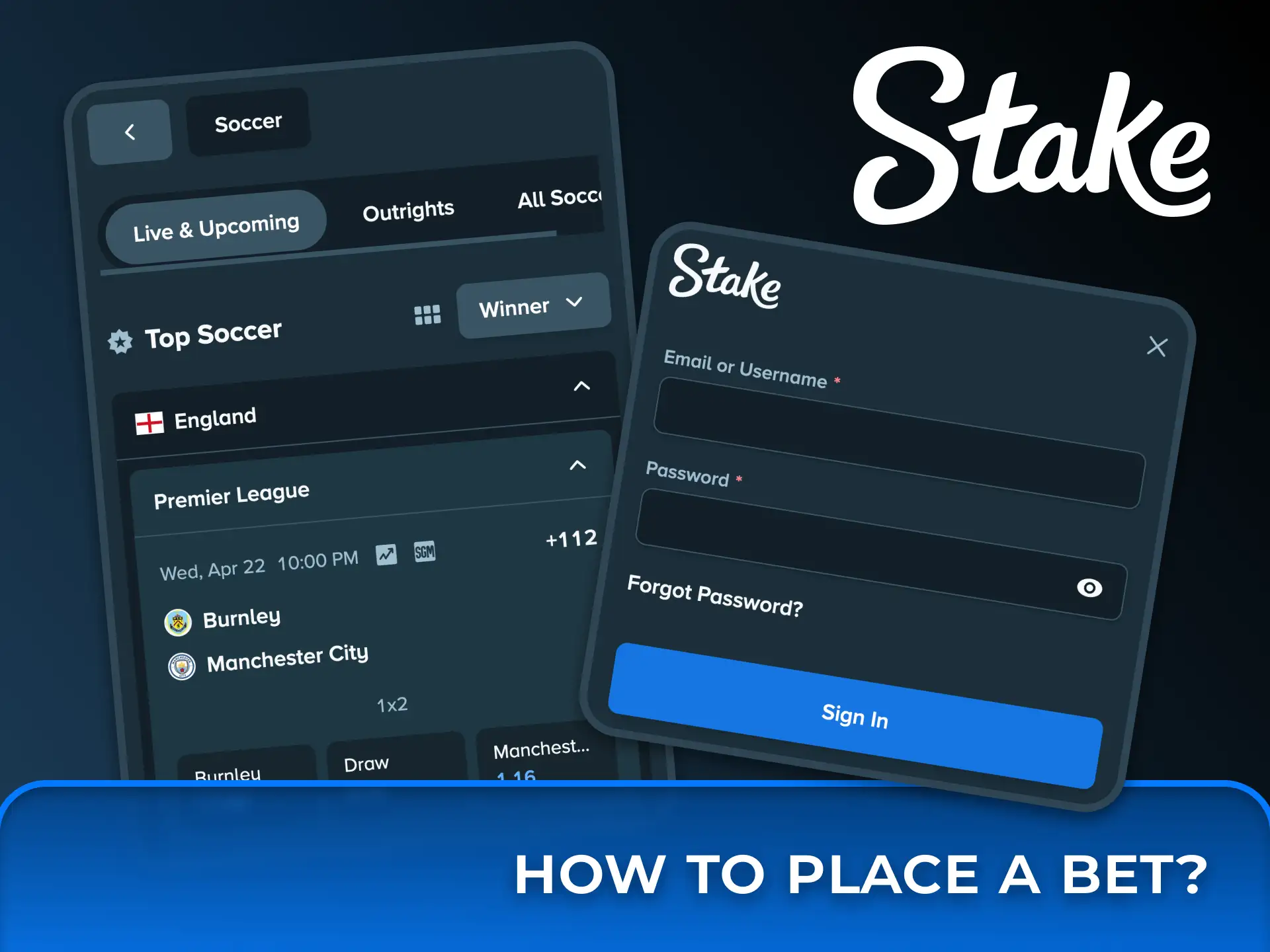 Learn how to start placing bets on Stake application.