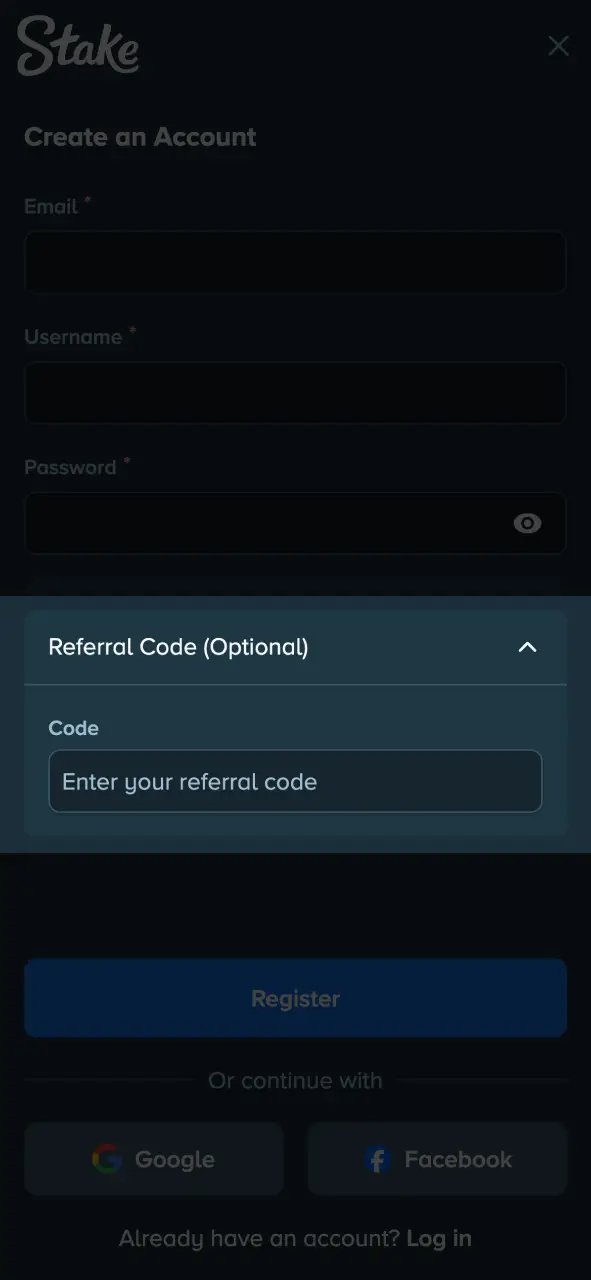 Enter a valid Bonus Code in the Stake app to unlock rewards.