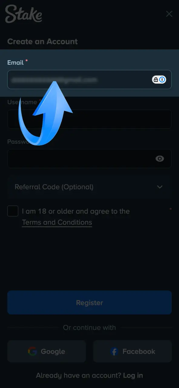 Finalize the Email Verification step to activate your account on the Stake app.