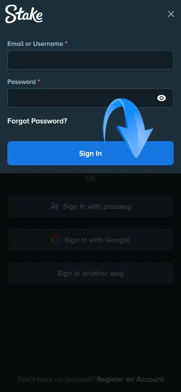 Login to your official Stake account to manage your funds securely.