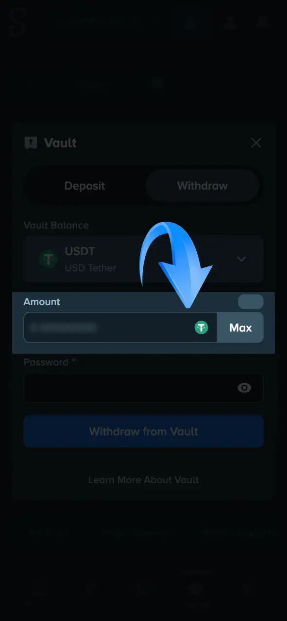 Enter amount you wish to withdraw from your Stake account wallet.