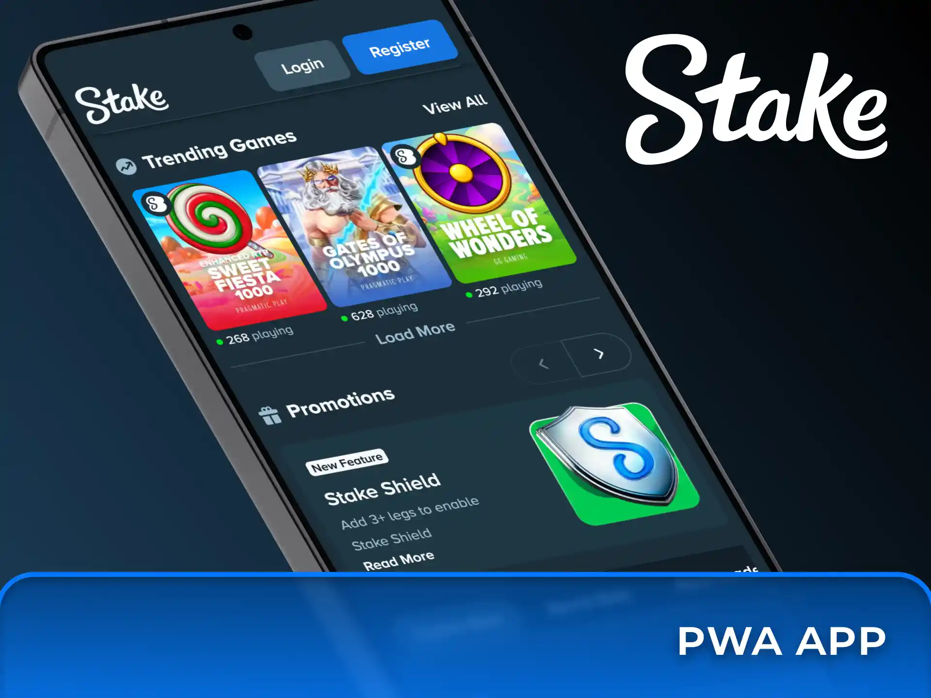 Install the Stake PWA app for instant access to your favorite games.