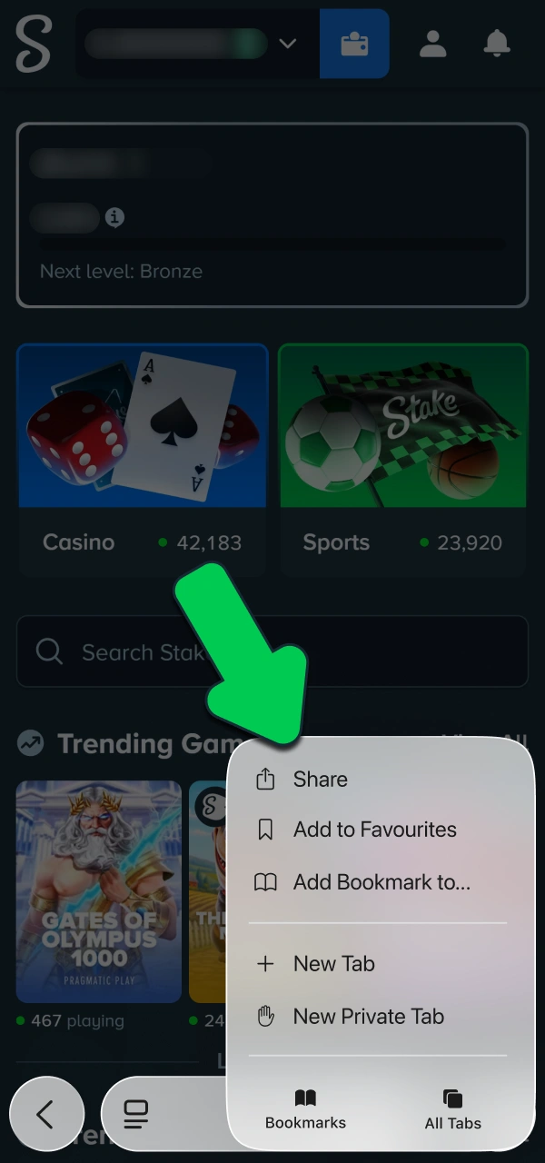 Save the shortcut widget trying to download Stake PWA App iOS.