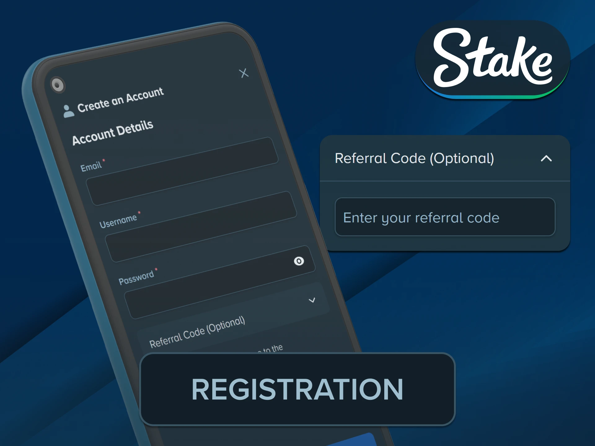 Open a brand new betting profile utilizing the Stake App interface.