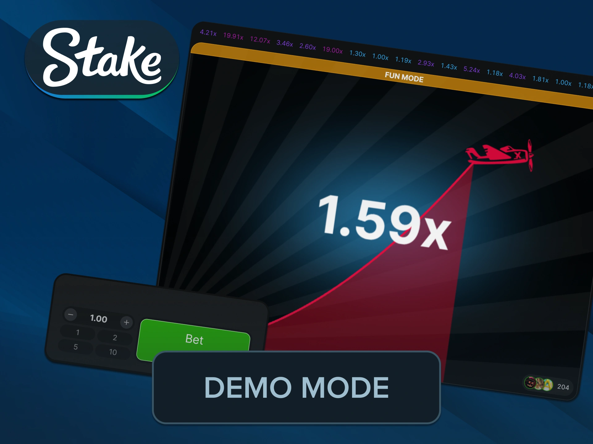 Test your strategic flight prediction lines practicing free Stake Aviator rounds.