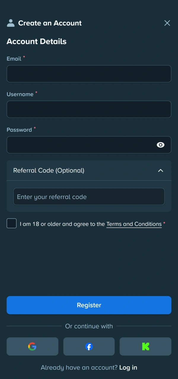 Sign up your Stake betting account using the guide to play Aviator.