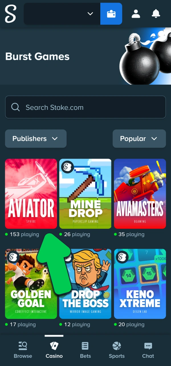 Navigate Stake catalog utilizing our guide to play Aviator.