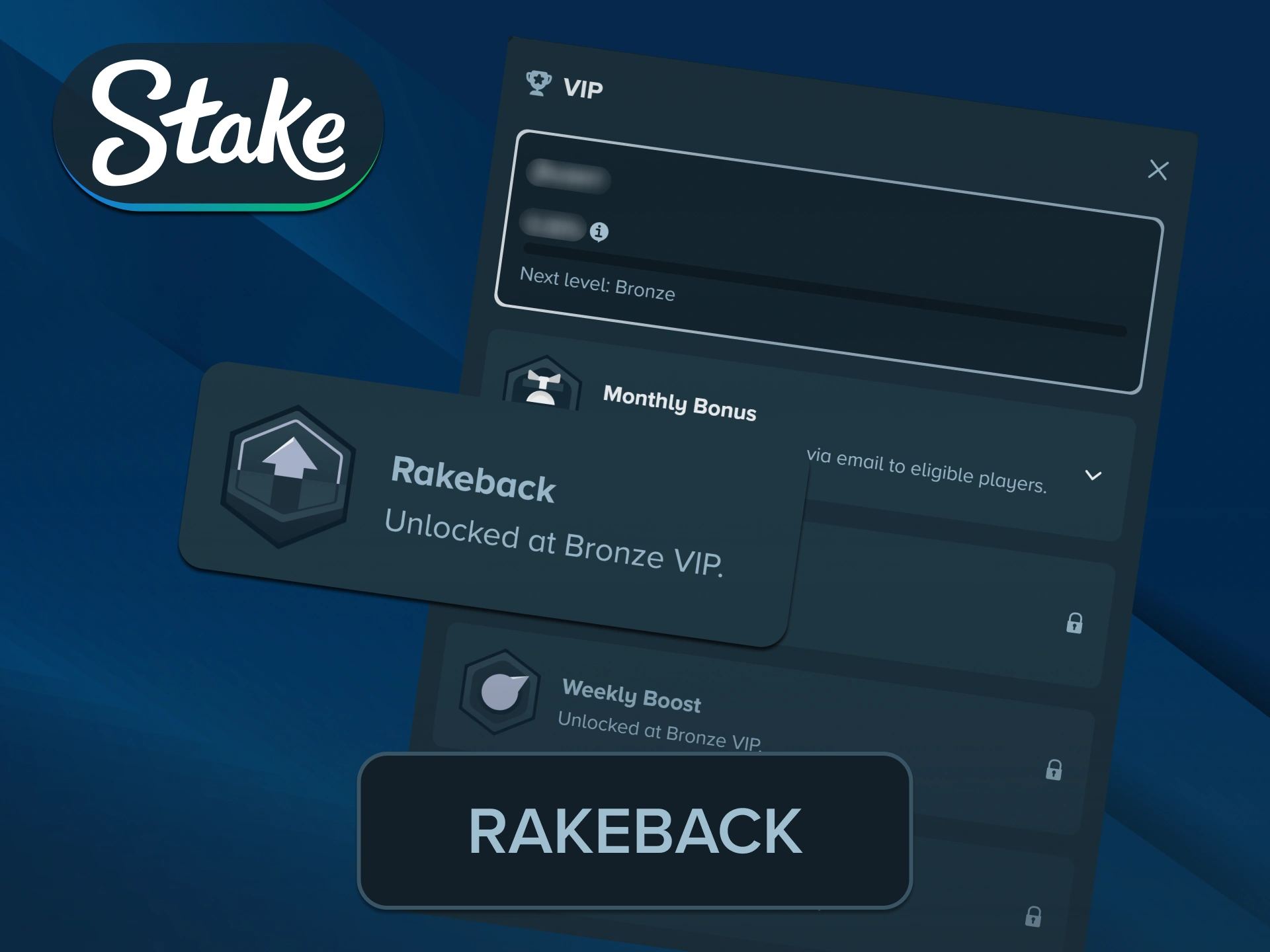 Get continuous cash rebates on your wagers within Stake Bonus options.