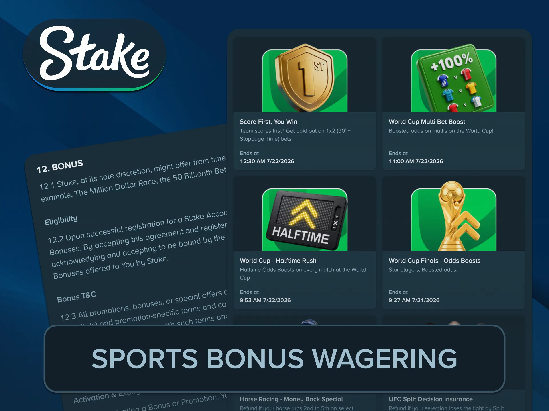 Fulfill the mandatory turnover rules to cash out your Stake Bonus.