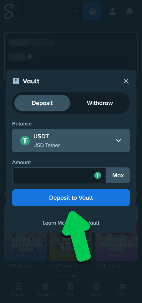 Finalize your wallet balance top up finishing Stake Deposit instructions successfully.