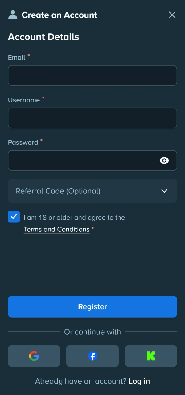Sign up a verified member profile following how to start football betting Stake.