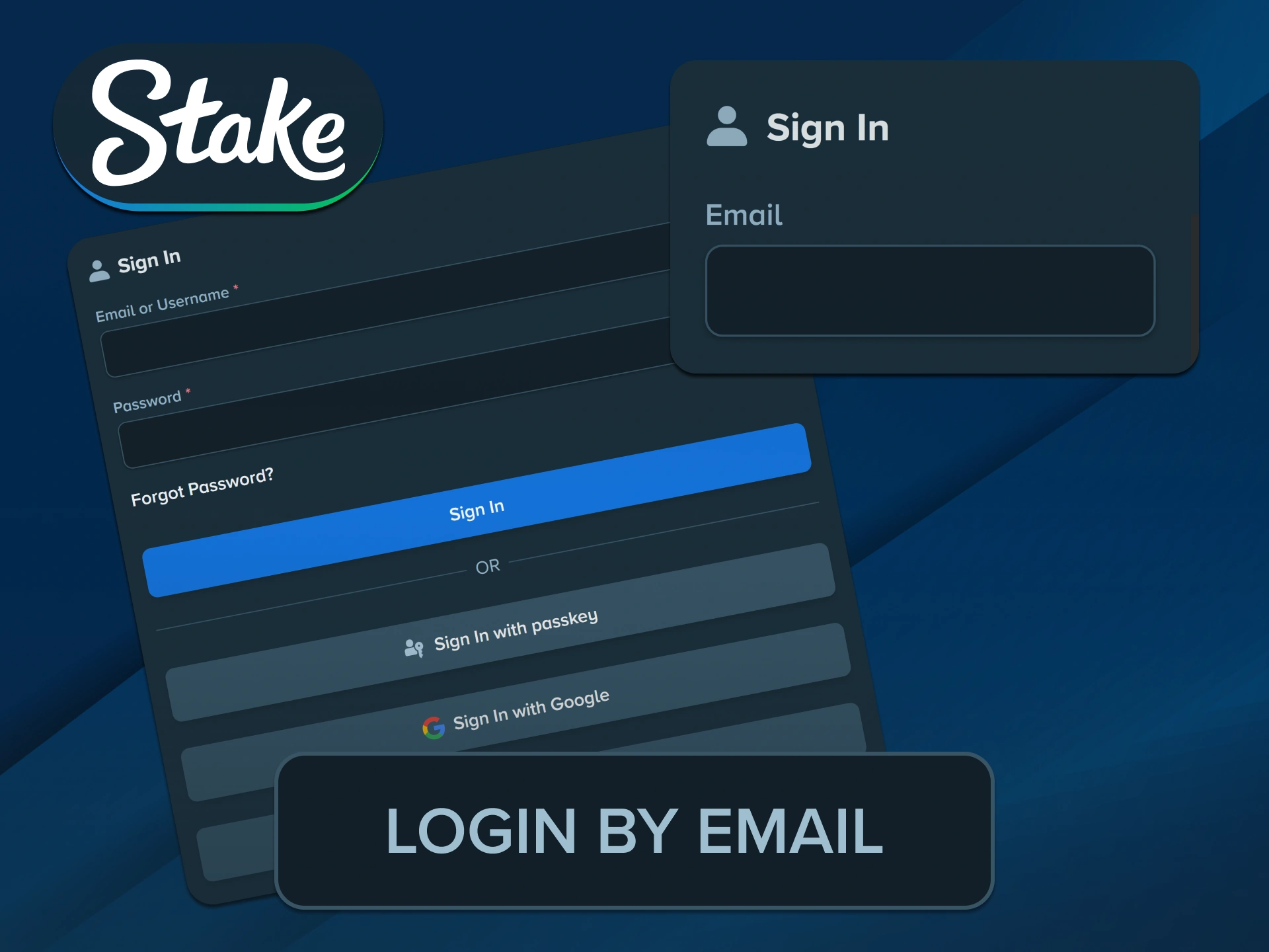Insert your registered email contact to finish the rapid Stake Login.