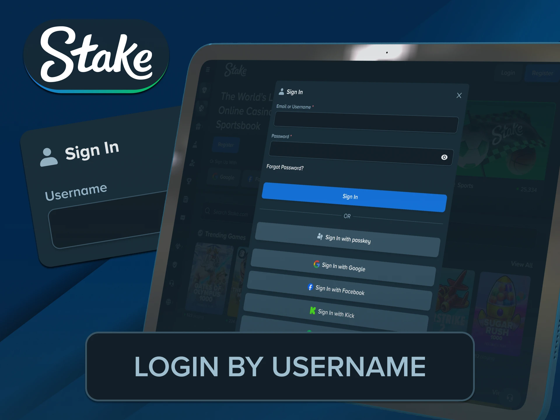 Input your unique account moniker for completing the secure Stake Login.