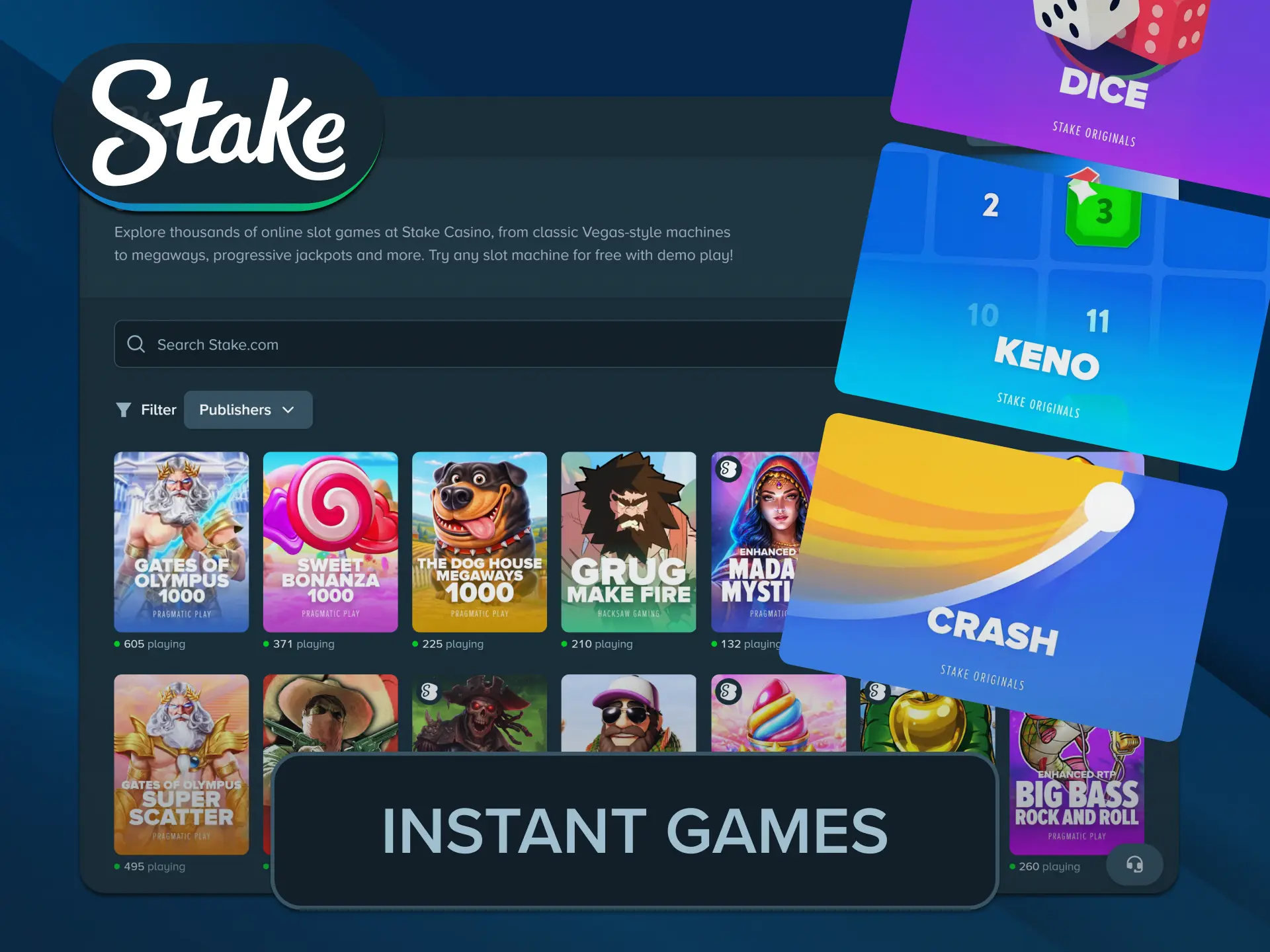Enjoy fast payouts trying quick arcade rounds inside Stake instant games.