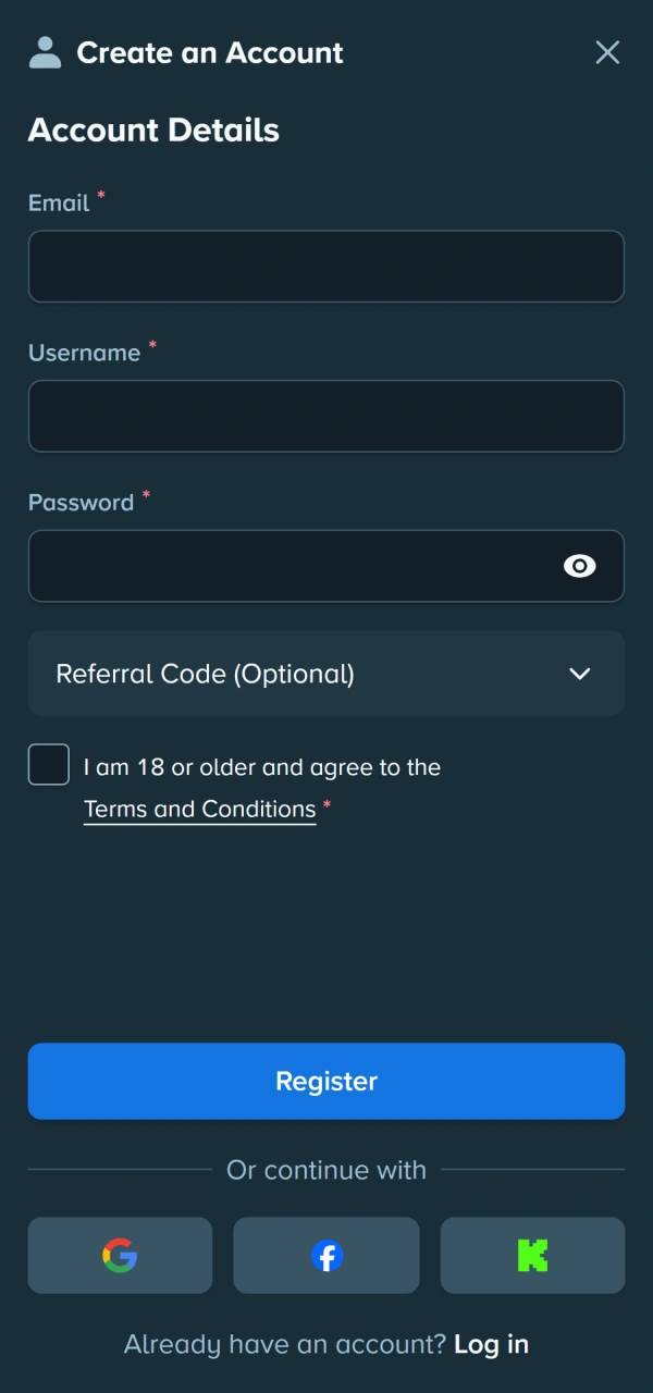 Open your profile dashboard on how to make the first bet.