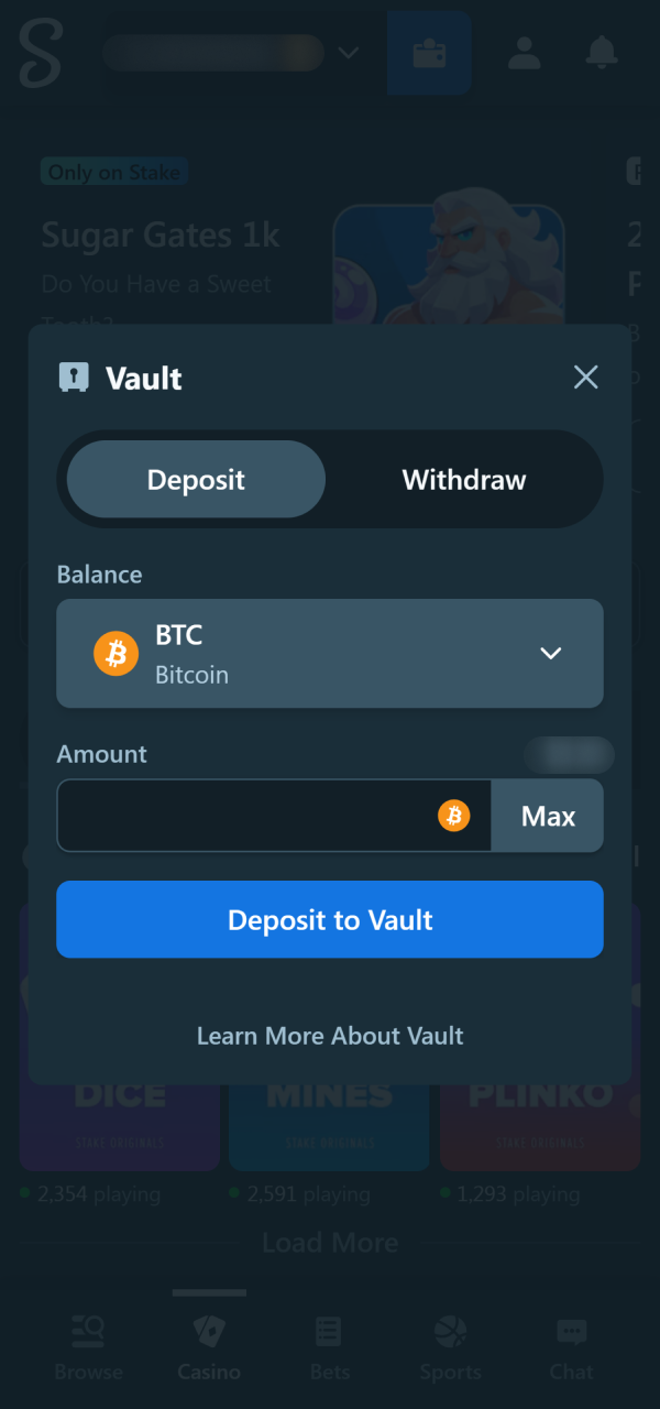 Load cash into your wallet on how to make the first bet.