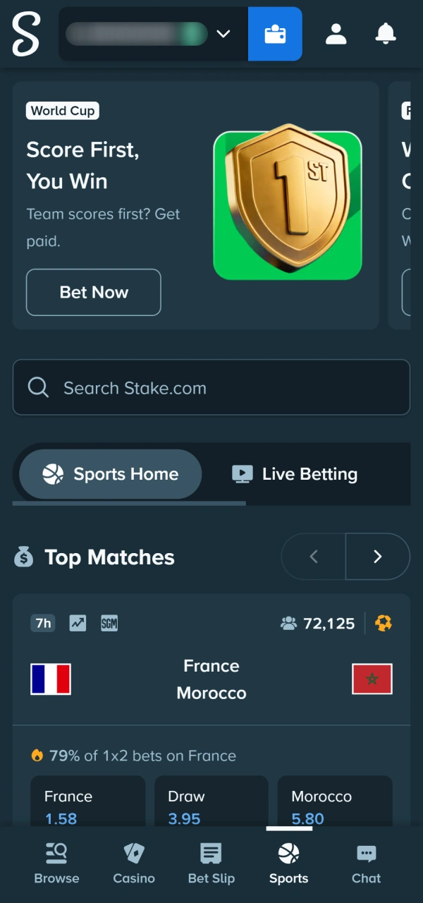 Choose your target cricket match on how to make the first bet.