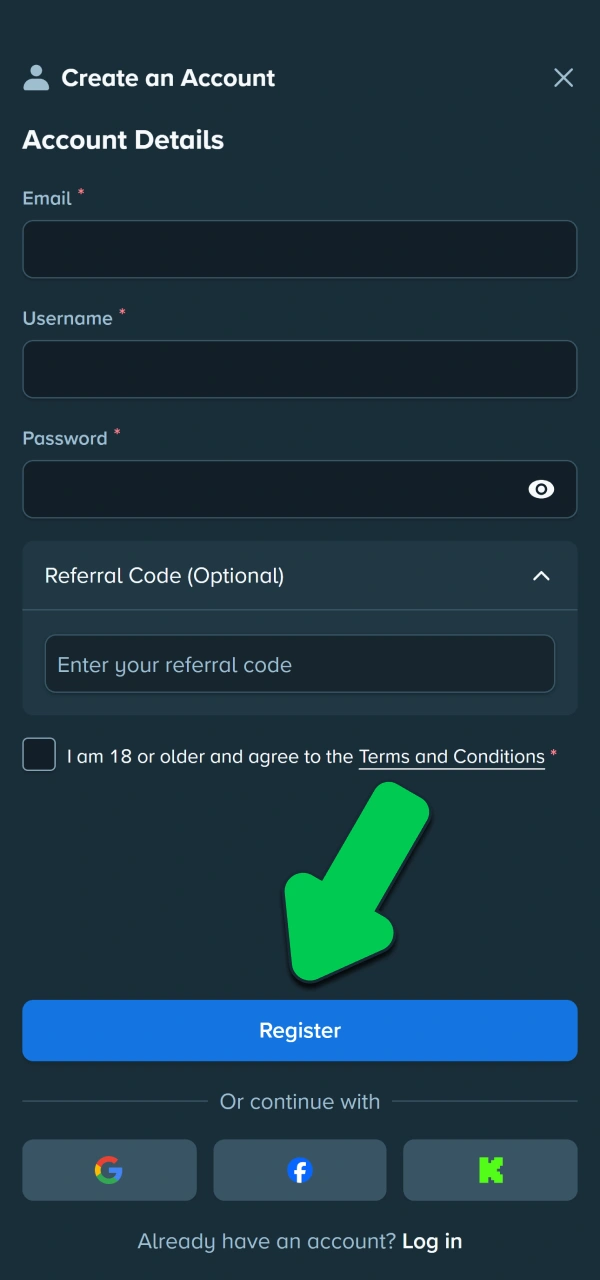 Finalize the phone signup setup on how to register on Stake app.