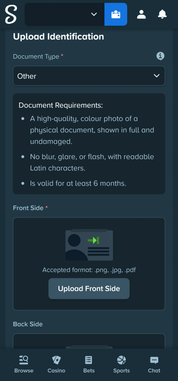 Take a clear facial camera scan on how to verify account Stake.