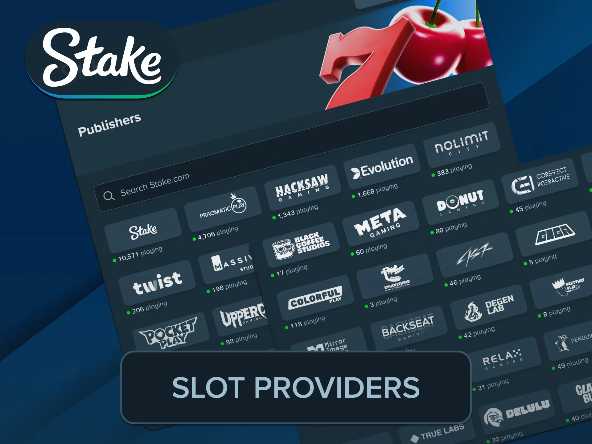 Discover world-renowned software studios that deliver premium official Stake Slots titles.