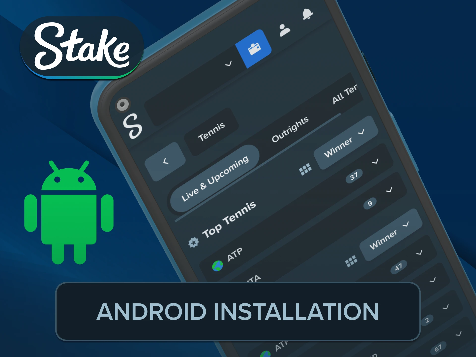Download the official Android APK setup installer file to run Stake Tennis mobile.