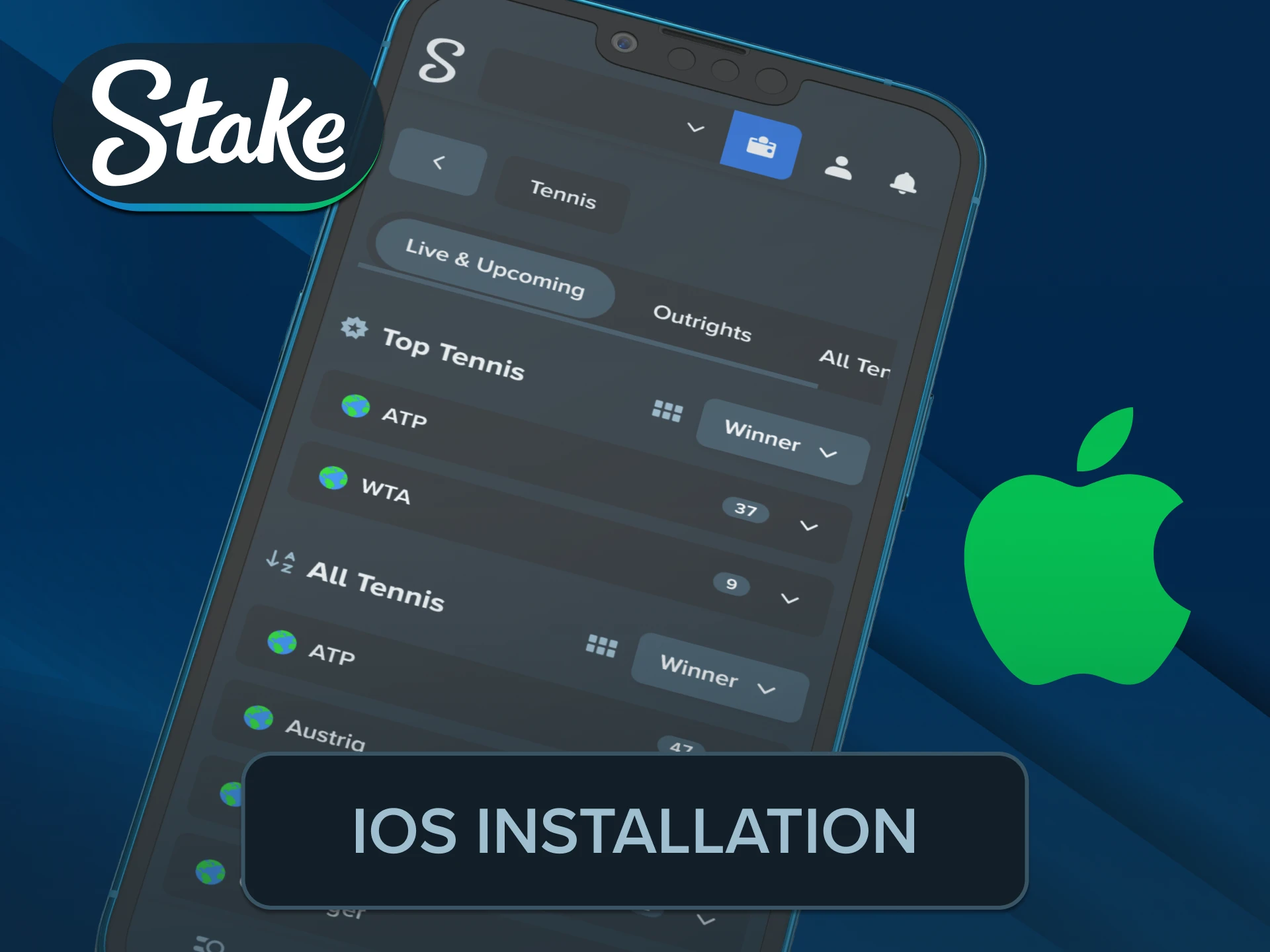 Add the quick mobile web browser shortcut widget for Stake Tennis apple iOS.